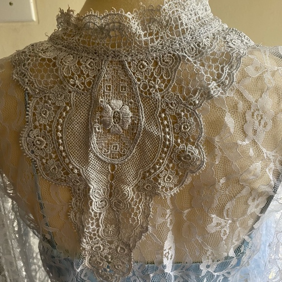 Vintage J C Penney Long Blue Nightgown with Matching Floral Lace Top Size 15/16 - Picture 9 of 10